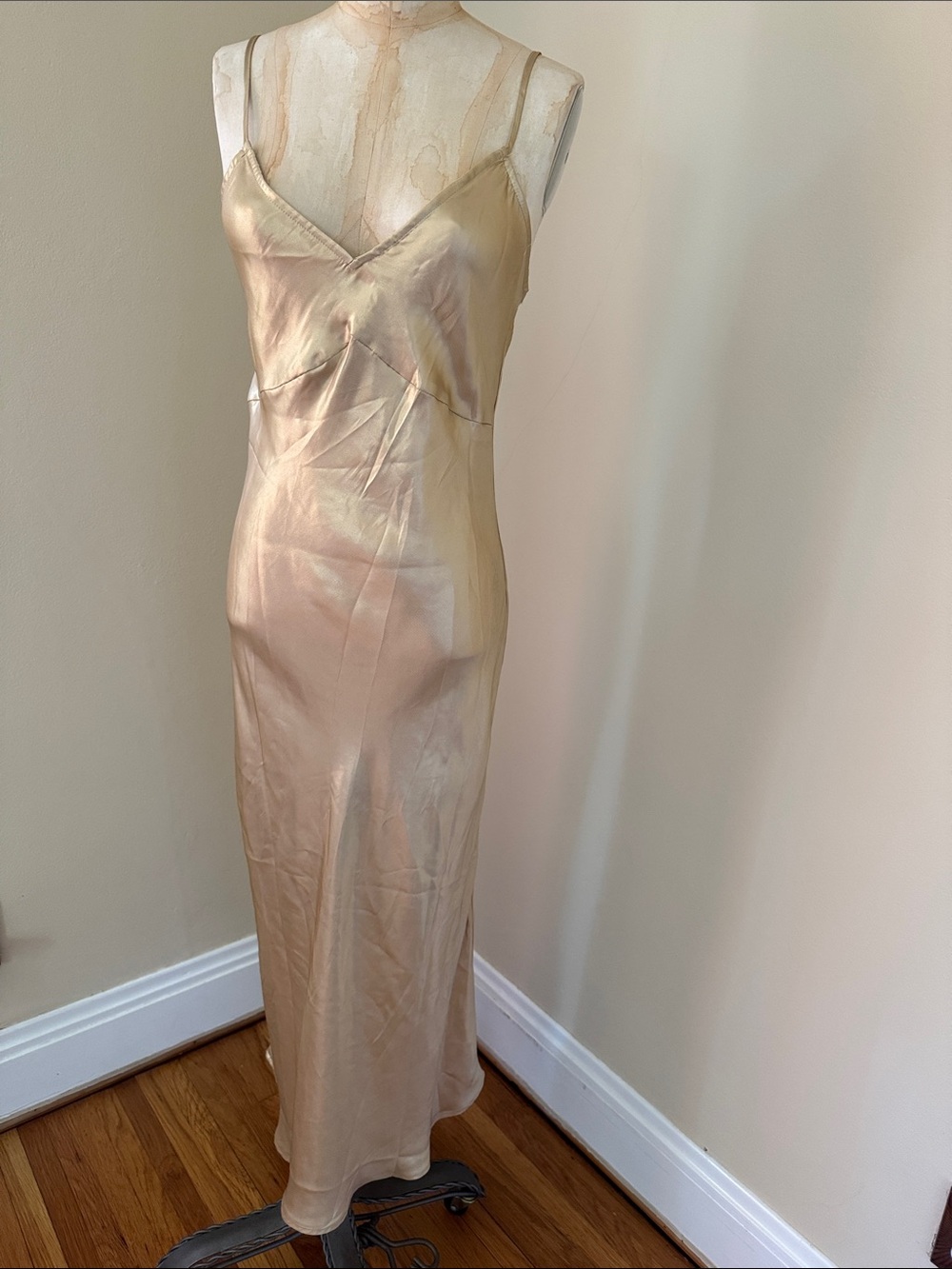 Free People Champagne Slip Dress with Slim Straps M